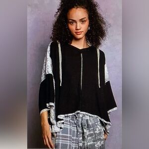 POL Black Flowy Top with Lace Detail